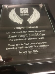 APHCV receives L.A. Care Health Plan Recognition for Excellence in Women's Health in Reporting Year 2022