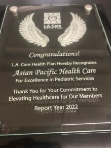 APHCV receives L.A. Care Health Plan Recognition for Excellence in Pediatric Services in Reporting Year 2022